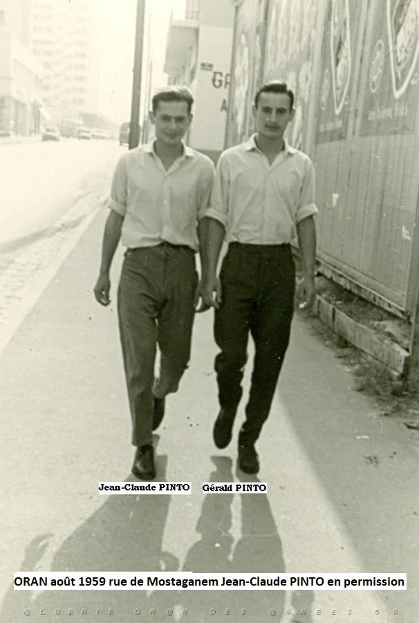 ORAN - rue de mostaganem  Jean-Claude en permission et Gerald Pinto 1959.jpg